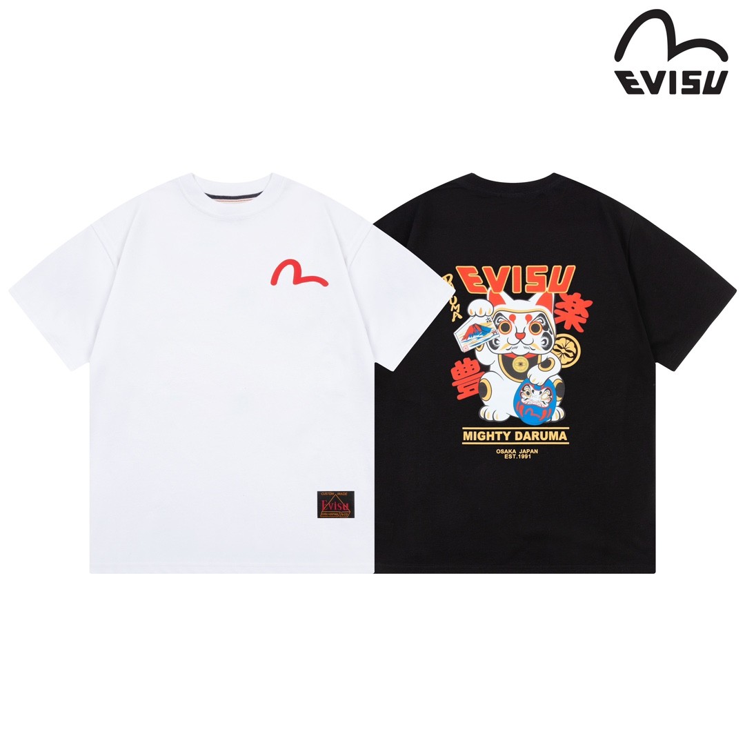 2024 EVISU Men's and women's short-sleeved T-shirts for couples