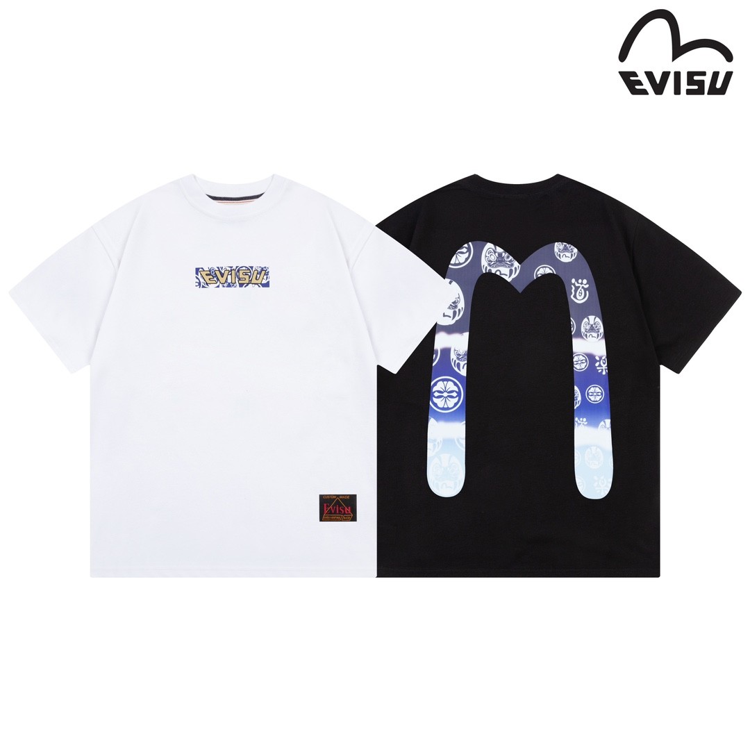 2024 EVISU Men's and women's short-sleeved T-shirts for couples
