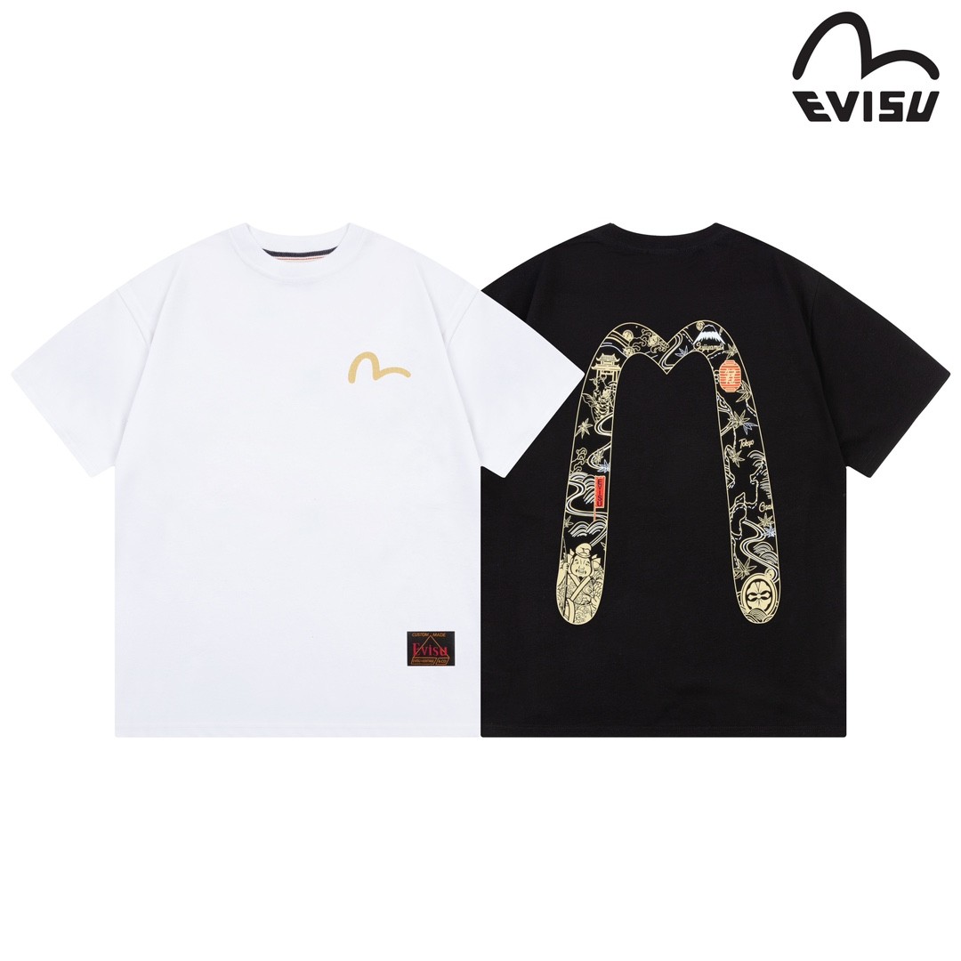 2024 EVISU Men's and women's short-sleeved T-shirts for couples