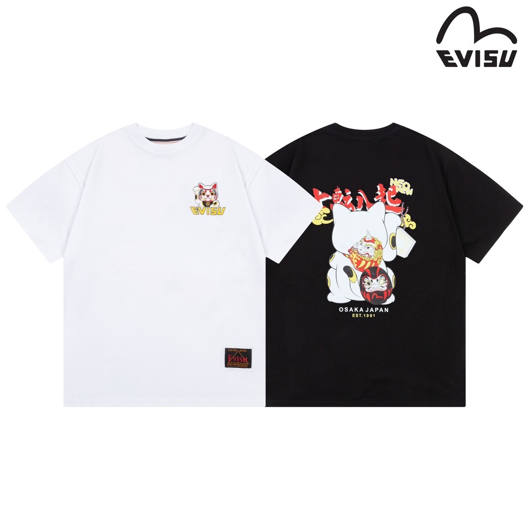 2024 EVISU Men's and women's short-sleeved T-shirts for couples
