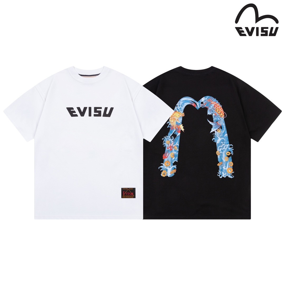 2024 EVISU Men's and women's short-sleeved T-shirts for couples