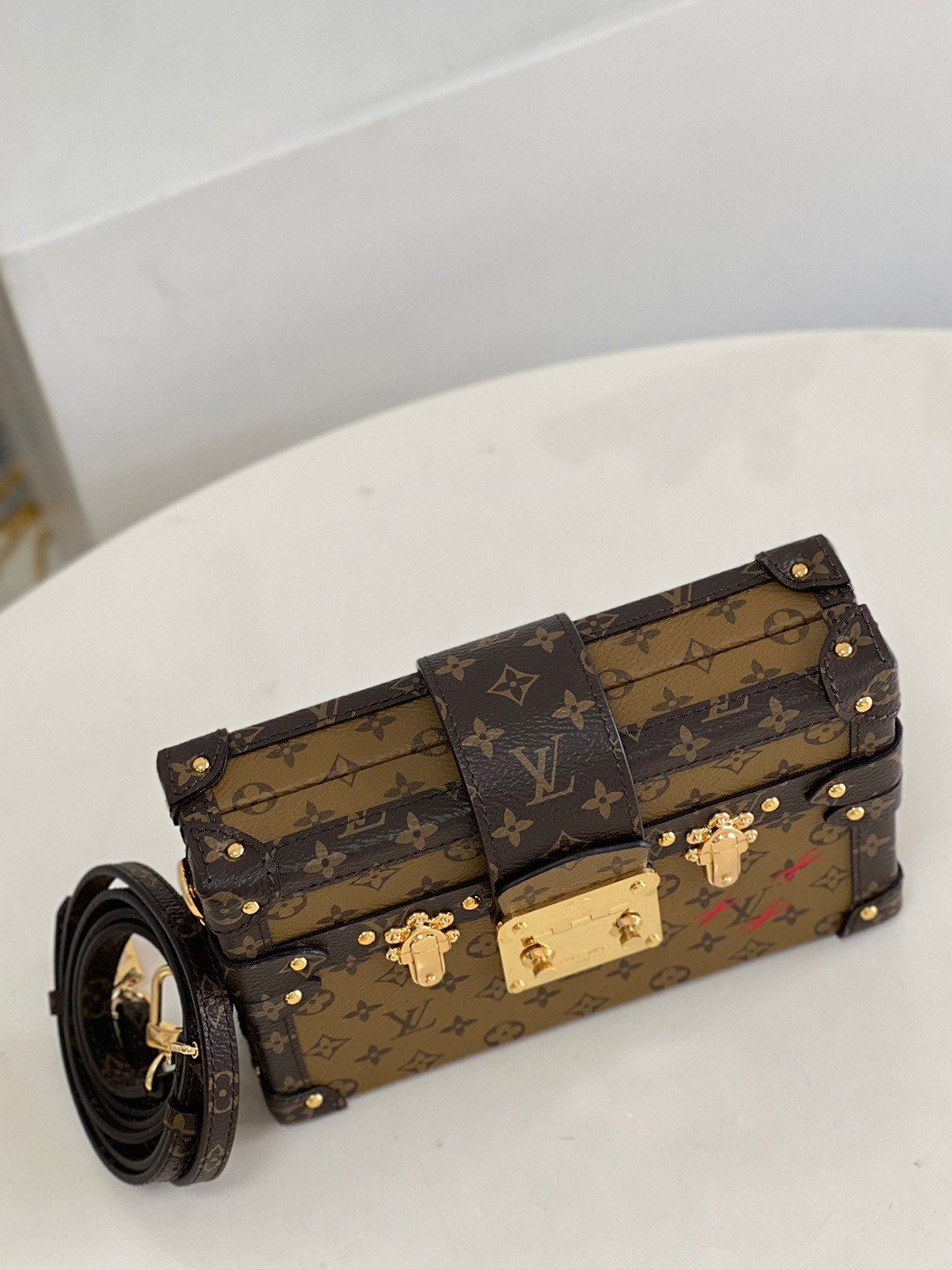 LV Petite Malle Bag In Monogram Reverse Canvas M45960
