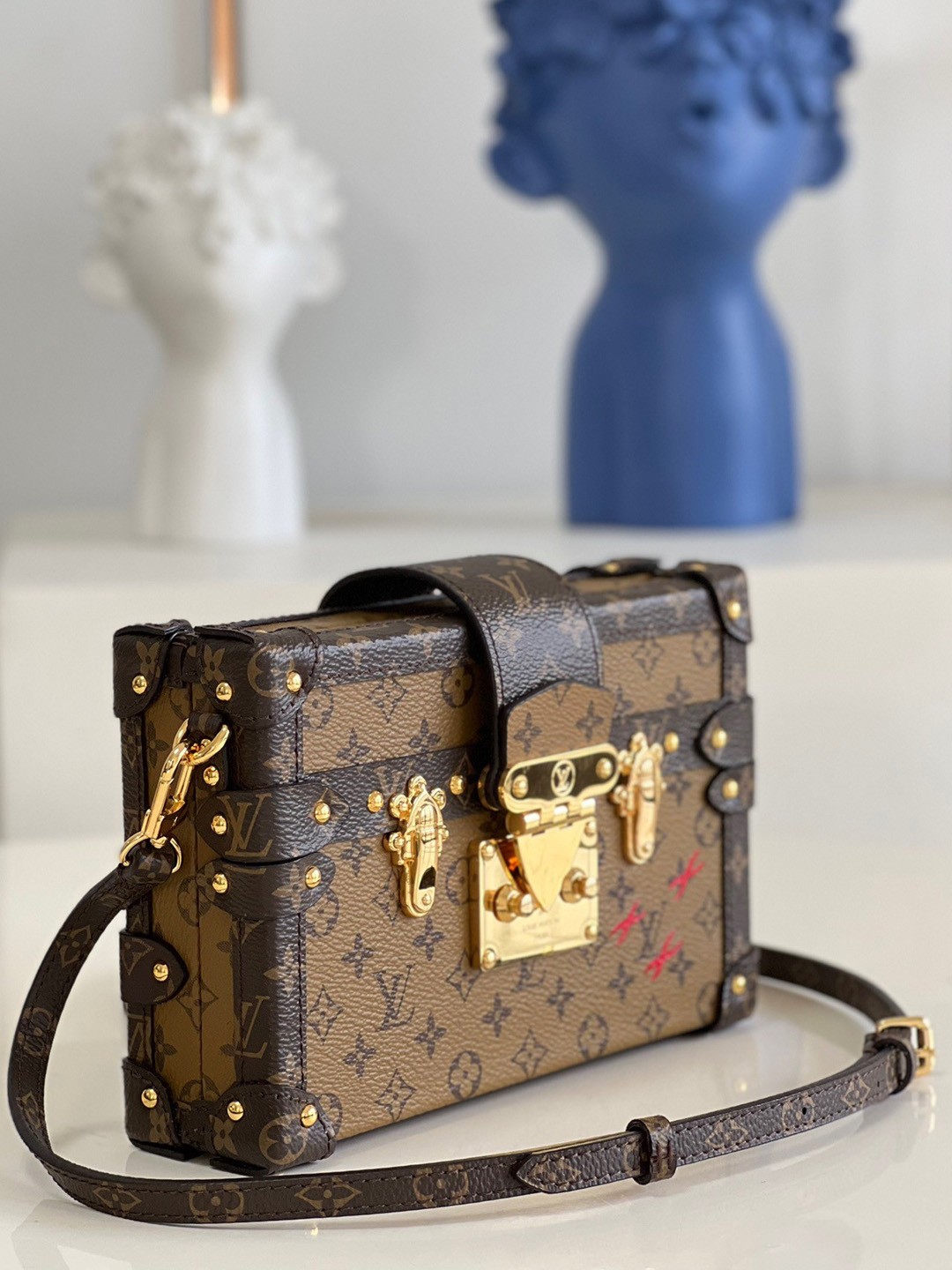 LV Petite Malle Bag In Monogram Reverse Canvas M45960