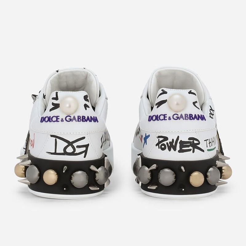 Dolce & Gabbana Printed calfskin Portofino sneakers with patch