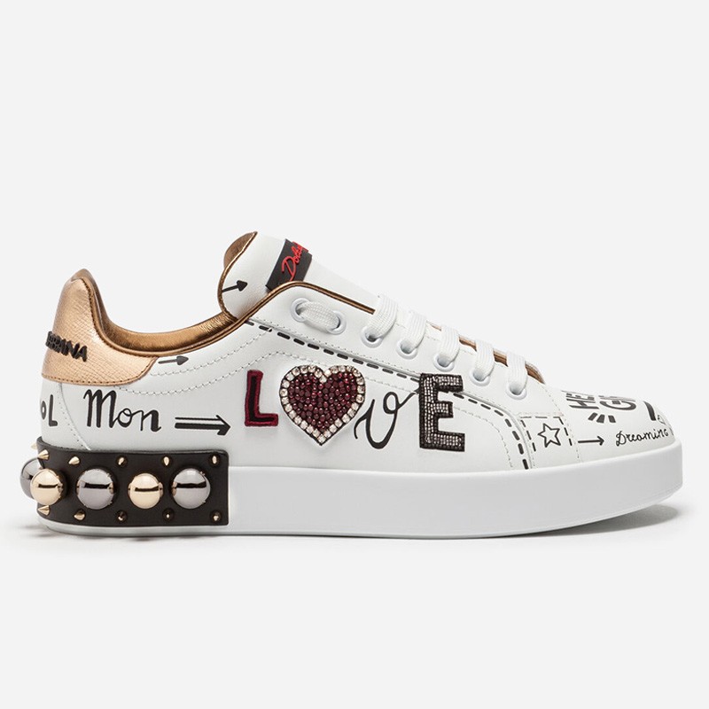 Dolce & Gabbana Printed calfskin Portofino sneakers with patch