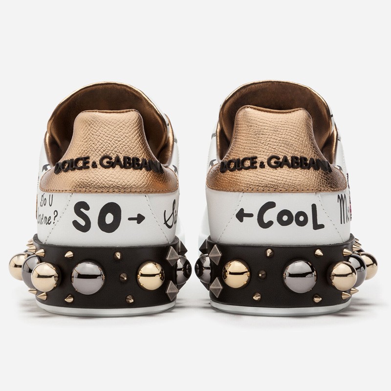 Dolce & Gabbana Printed calfskin Portofino sneakers with patch