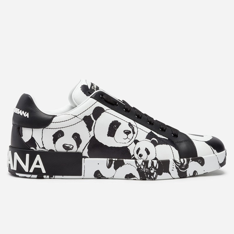 DOLCE & GABBANA Portofino Sneakers In Printed Nappa Calfskin In Multi-colored