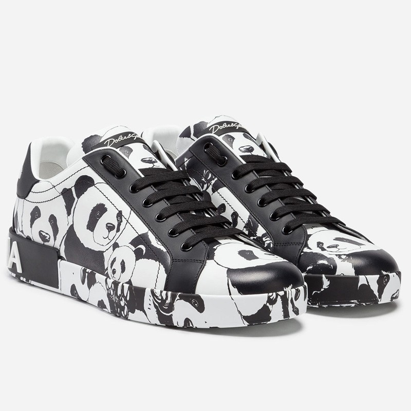 DOLCE & GABBANA Portofino Sneakers In Printed Nappa Calfskin In Multi-colored