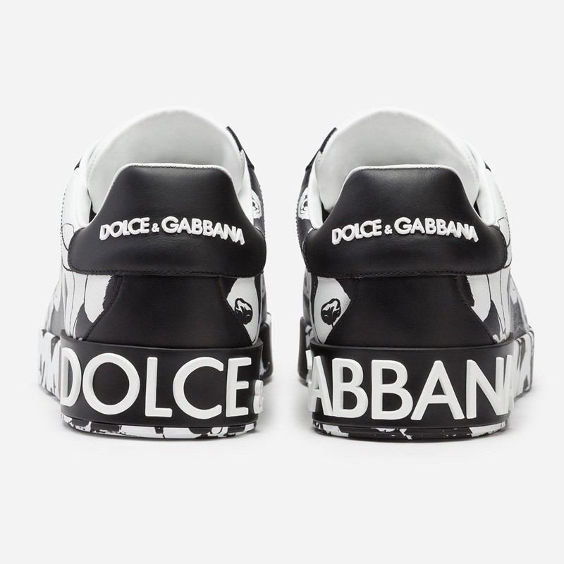 DOLCE & GABBANA Portofino Sneakers In Printed Nappa Calfskin In Multi-colored