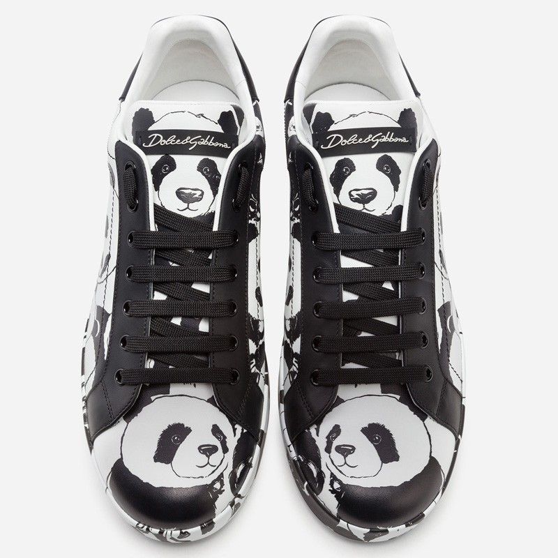 DOLCE & GABBANA Portofino Sneakers In Printed Nappa Calfskin In Multi-colored