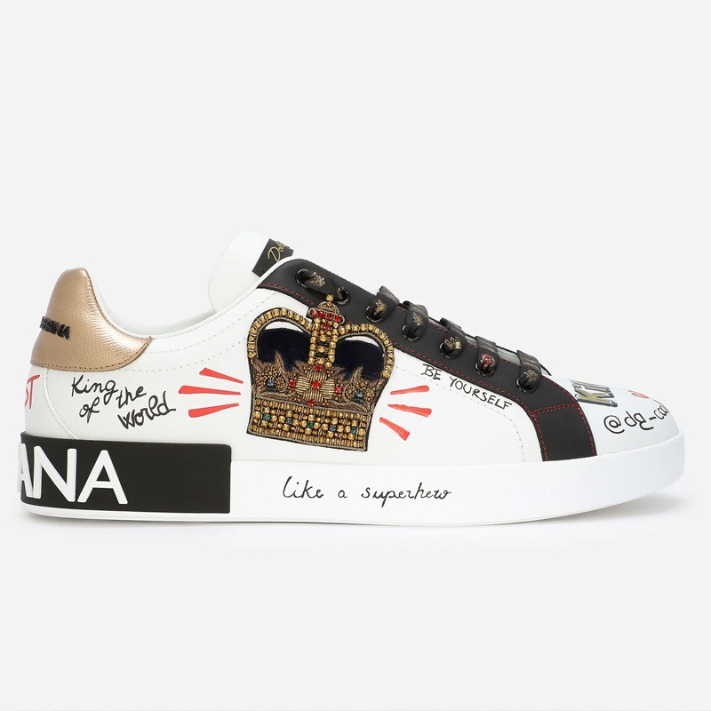 DOLCE & GABBANA patchwork printed nappa leather sneakers