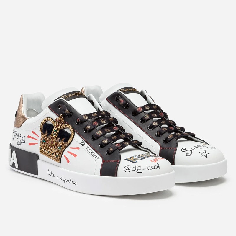 DOLCE & GABBANA patchwork printed nappa leather sneakers