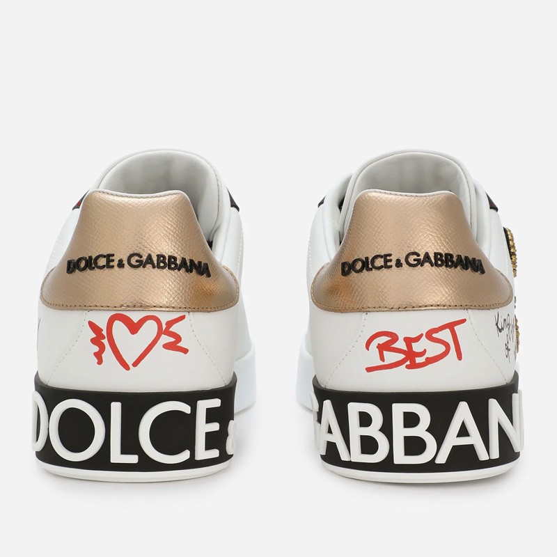 DOLCE & GABBANA patchwork printed nappa leather sneakers