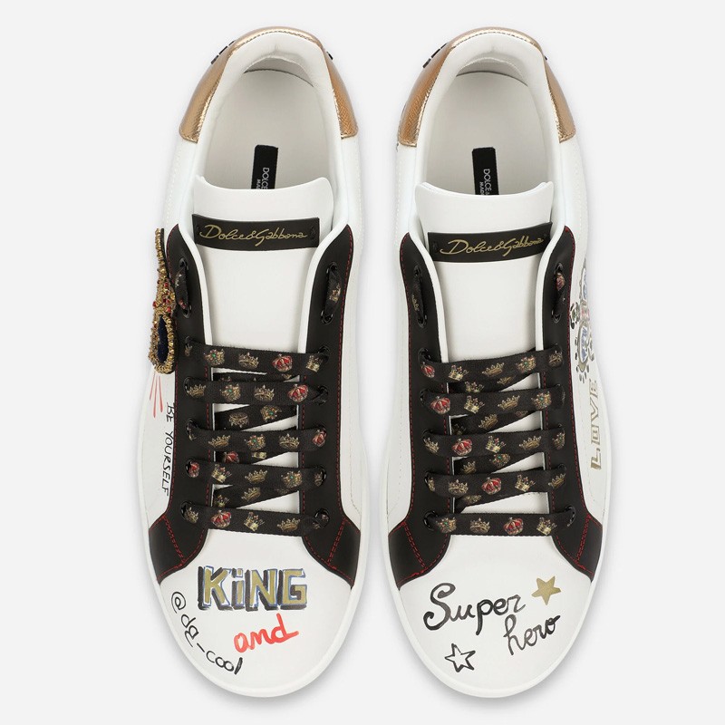 DOLCE & GABBANA patchwork printed nappa leather sneakers