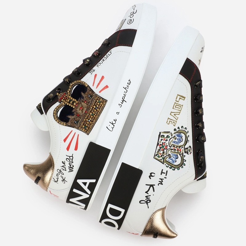 DOLCE & GABBANA patchwork printed nappa leather sneakers