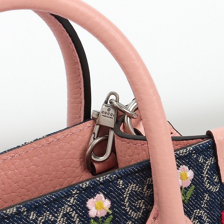 G*u*i ophidia flower & denim tote bag