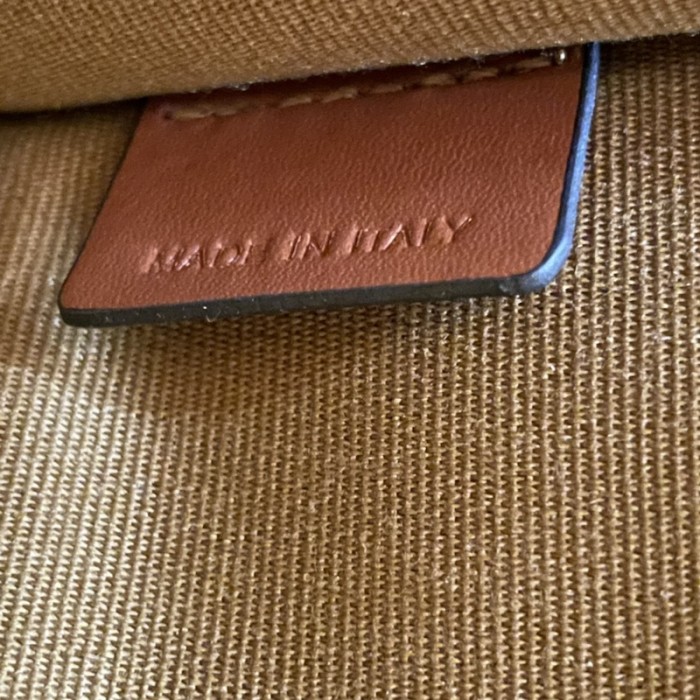Ce**e mini vertical cabas in triomphe canvas and calfskin with Ce**e print tan