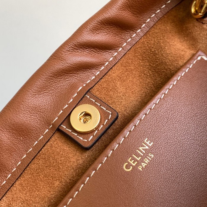 Ce**e small cabas drawstring cuir triomphe in smooth calfskin tan