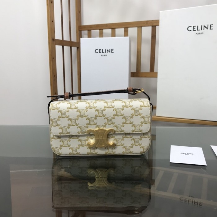 Ce**e shoulder bag triomphe in shiny calfskin and canvas