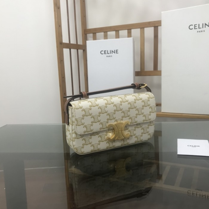 Ce**e shoulder bag triomphe in shiny calfskin and canvas