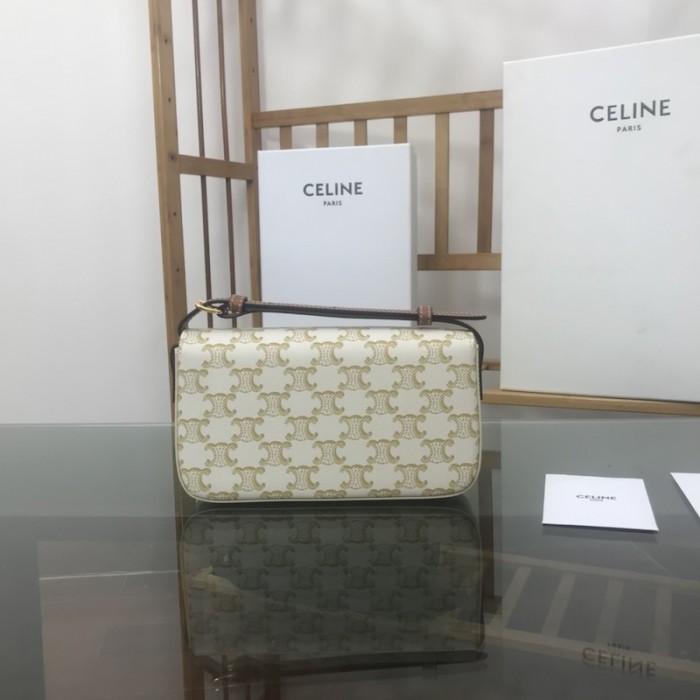 Ce**e shoulder bag triomphe in shiny calfskin and canvas