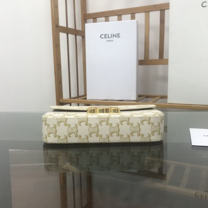 Ce**e shoulder bag triomphe in shiny calfskin and canvas