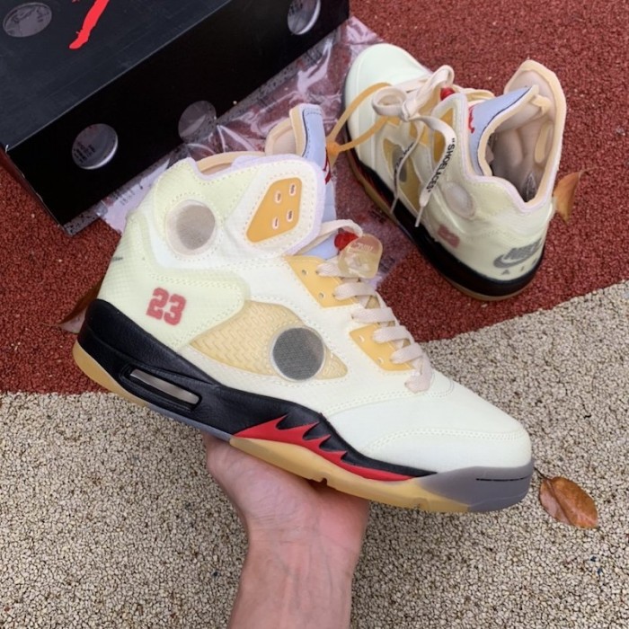 Of White x Air Jordan 5 Sail