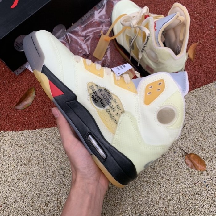 Of White x Air Jordan 5 Sail