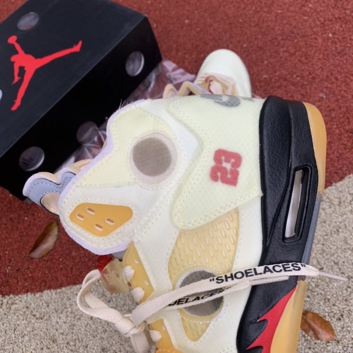 Of White x Air Jordan 5 Sail