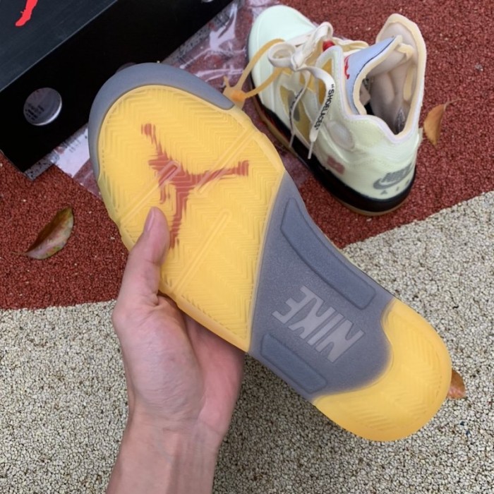 Of White x Air Jordan 5 Sail