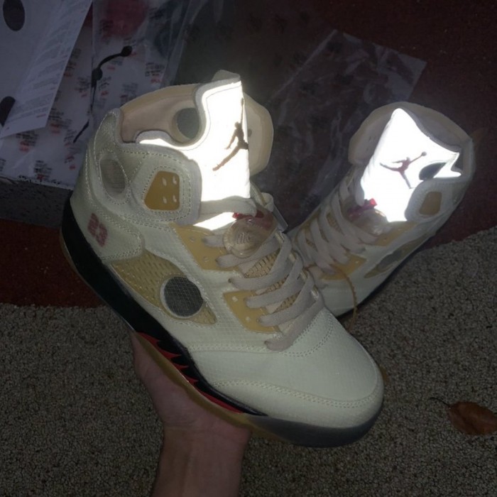 Of White x Air Jordan 5 Sail