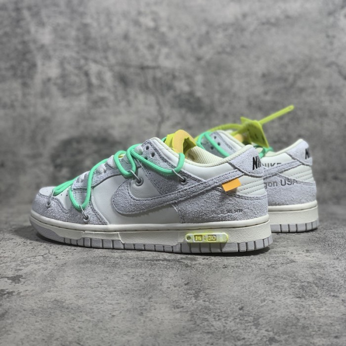 Of White x NIke SB Dunk Low White / Green