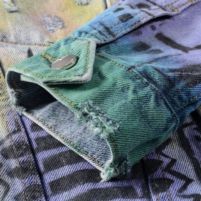 Amiri Airbrush Hollywood Trucker Jacket Blue
