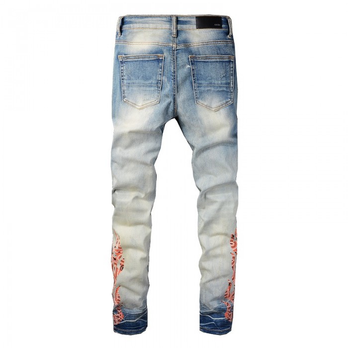 Amiri Bandana Flame Jean Clay Indigo Orange