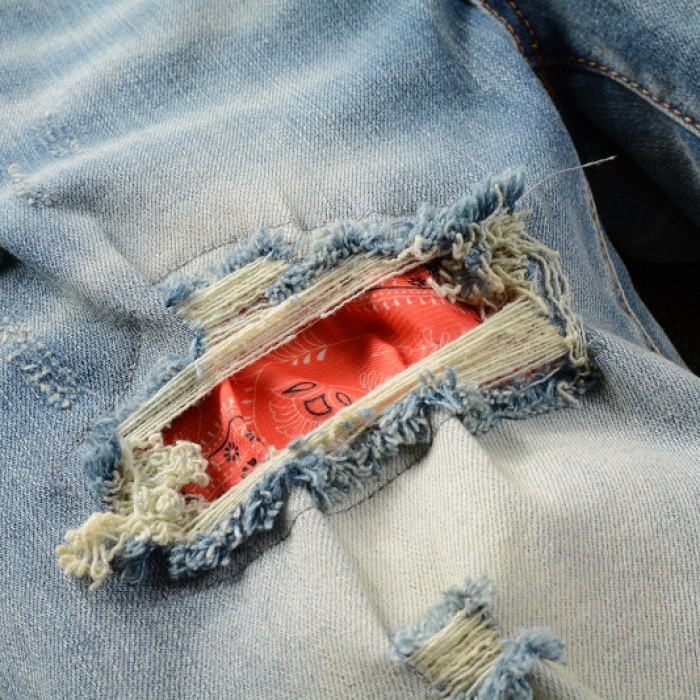 Amiri Bandana Flame Jean Clay Indigo Orange