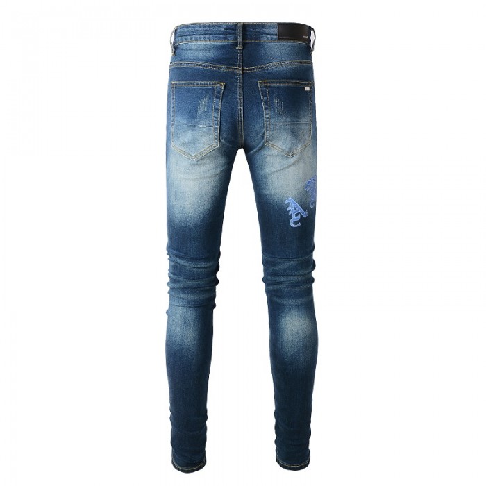 Amiri Old English Logo Jean Clay Blue