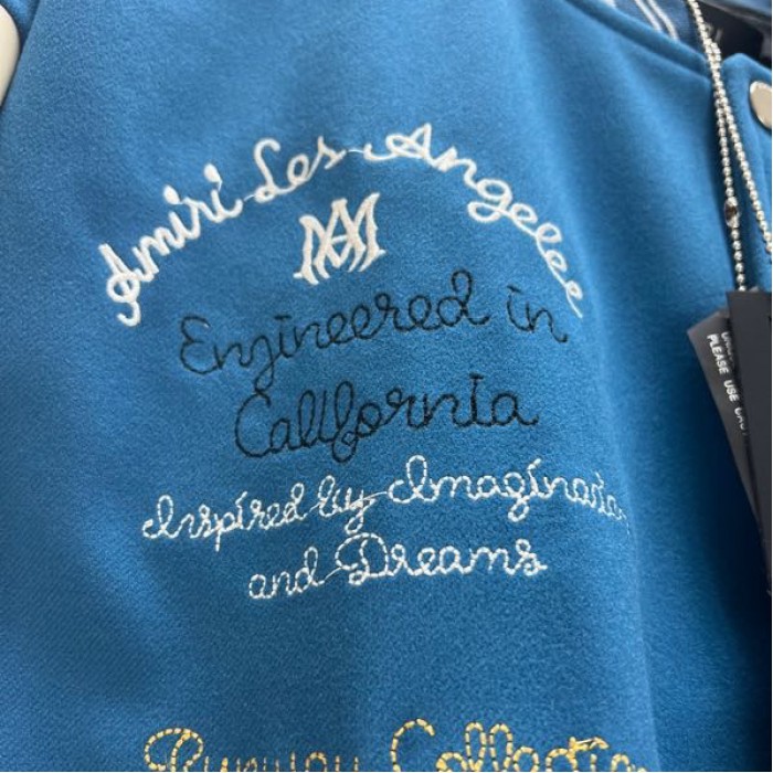 Amiri Vintage Patch Varsity Bomber Jacket Blue