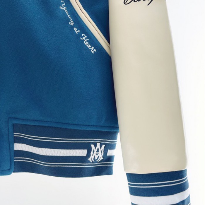 Amiri Vintage Patch Varsity Bomber Jacket Blue