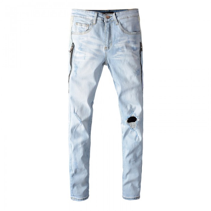 Amiri Watercolor Half Track Jean Light Indigo