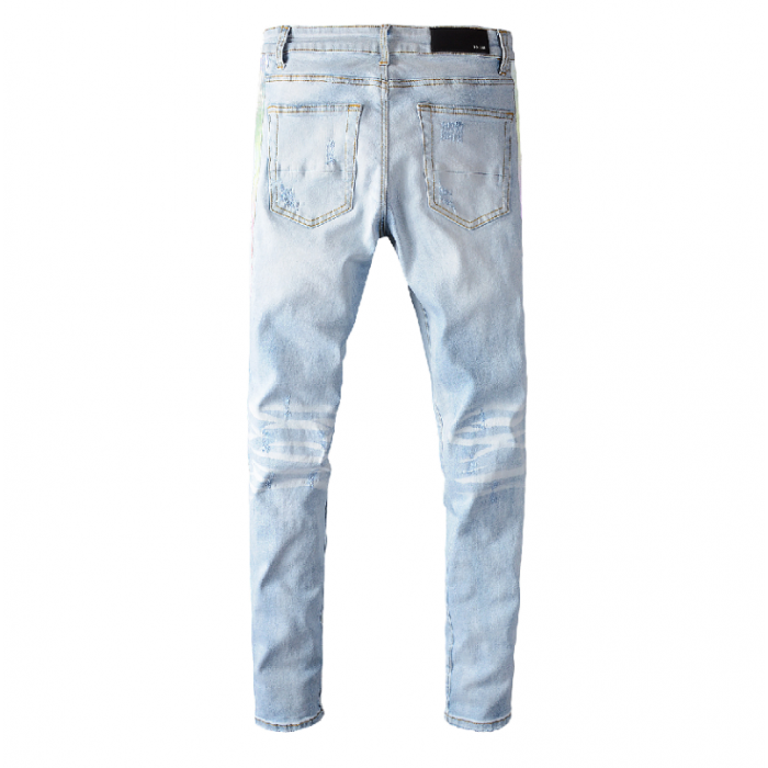 Amiri Watercolor Half Track Jean Light Indigo