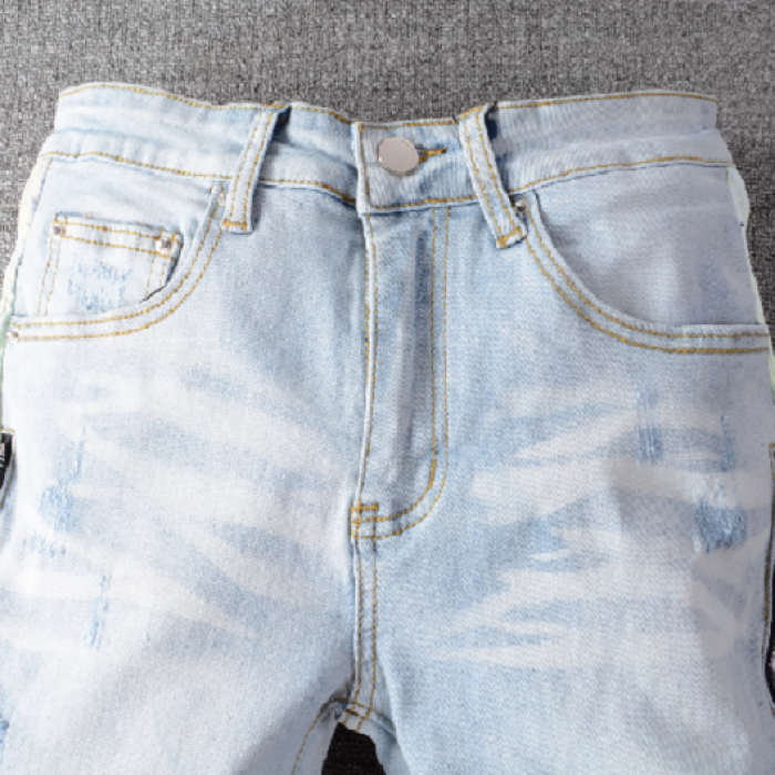 Amiri Watercolor Half Track Jean Light Indigo