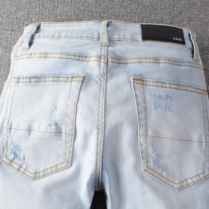 Amiri Watercolor Half Track Jean Light Indigo