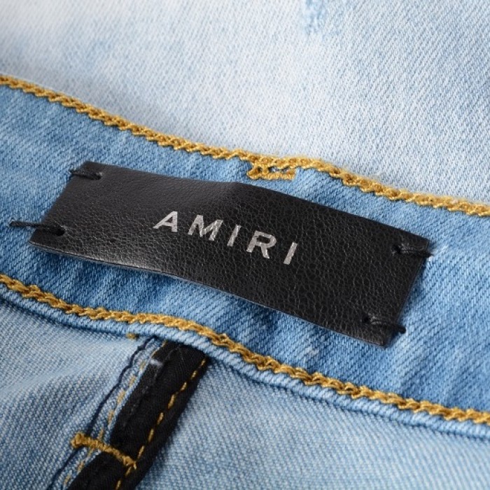 Amiri Watercolor Half Track Jean Light Indigo