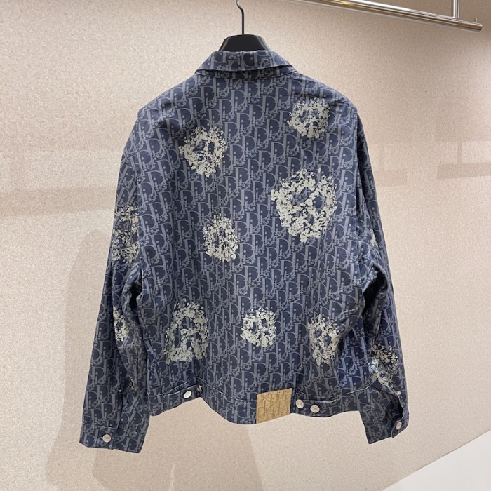 D*or tears zipped blouson blue cotton denim