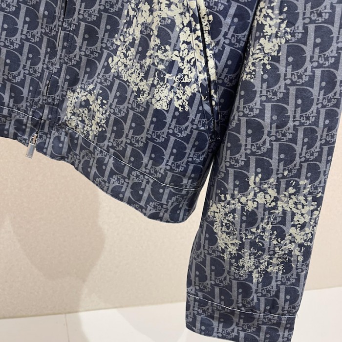 D*or tears zipped blouson blue cotton denim