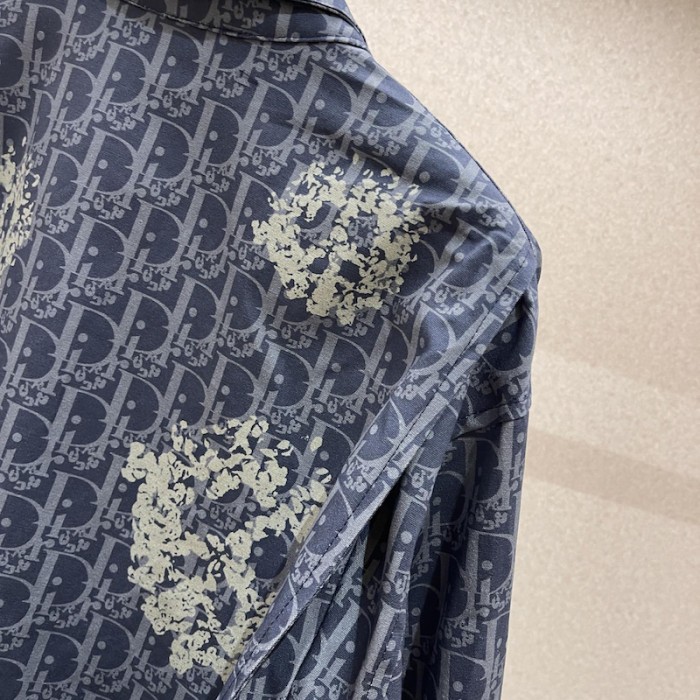 D*or tears zipped blouson blue cotton denim