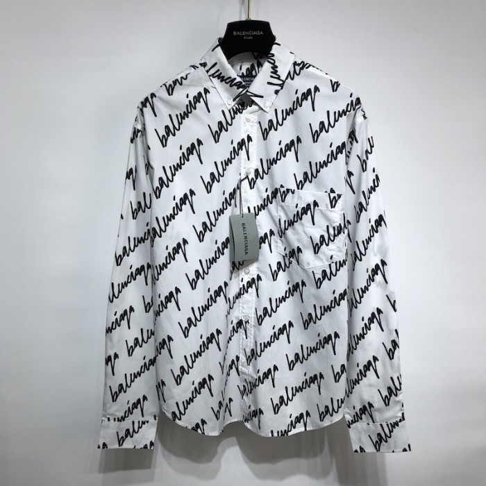 Ba*len*cia*ga men''s new scribble shirt large fit in white