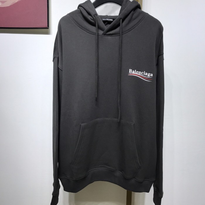 Ba*len*cia*ga political campaign hoodie in black cotton fleece