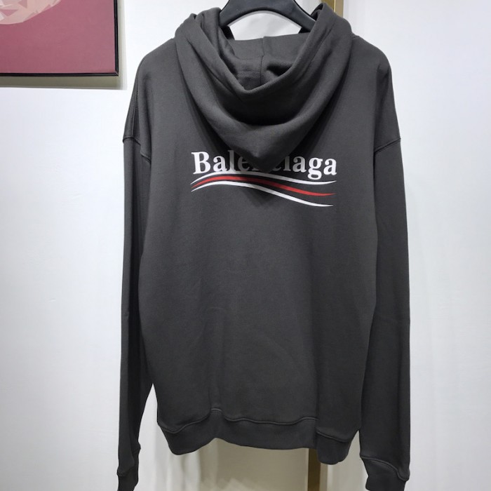 Ba*len*cia*ga political campaign hoodie in black cotton fleece