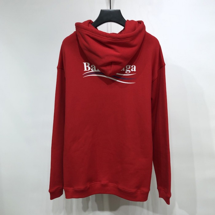 Ba*len*cia*ga political campaign hoodie in red cotton fleece